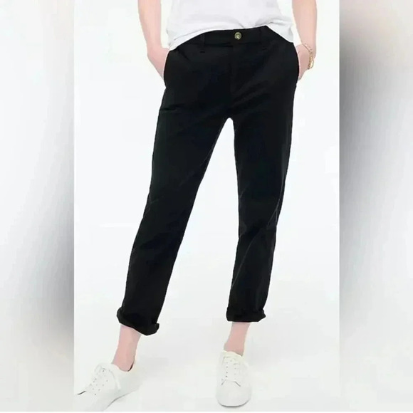 J Crew Factory High-rise girlfriend chino pant Black 0P Petite NWT - Picture 1 of 6